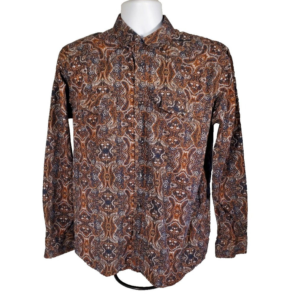 Cody James Western Shirt Mens M Brown‎ Paisley Long Sleeve Snap Button